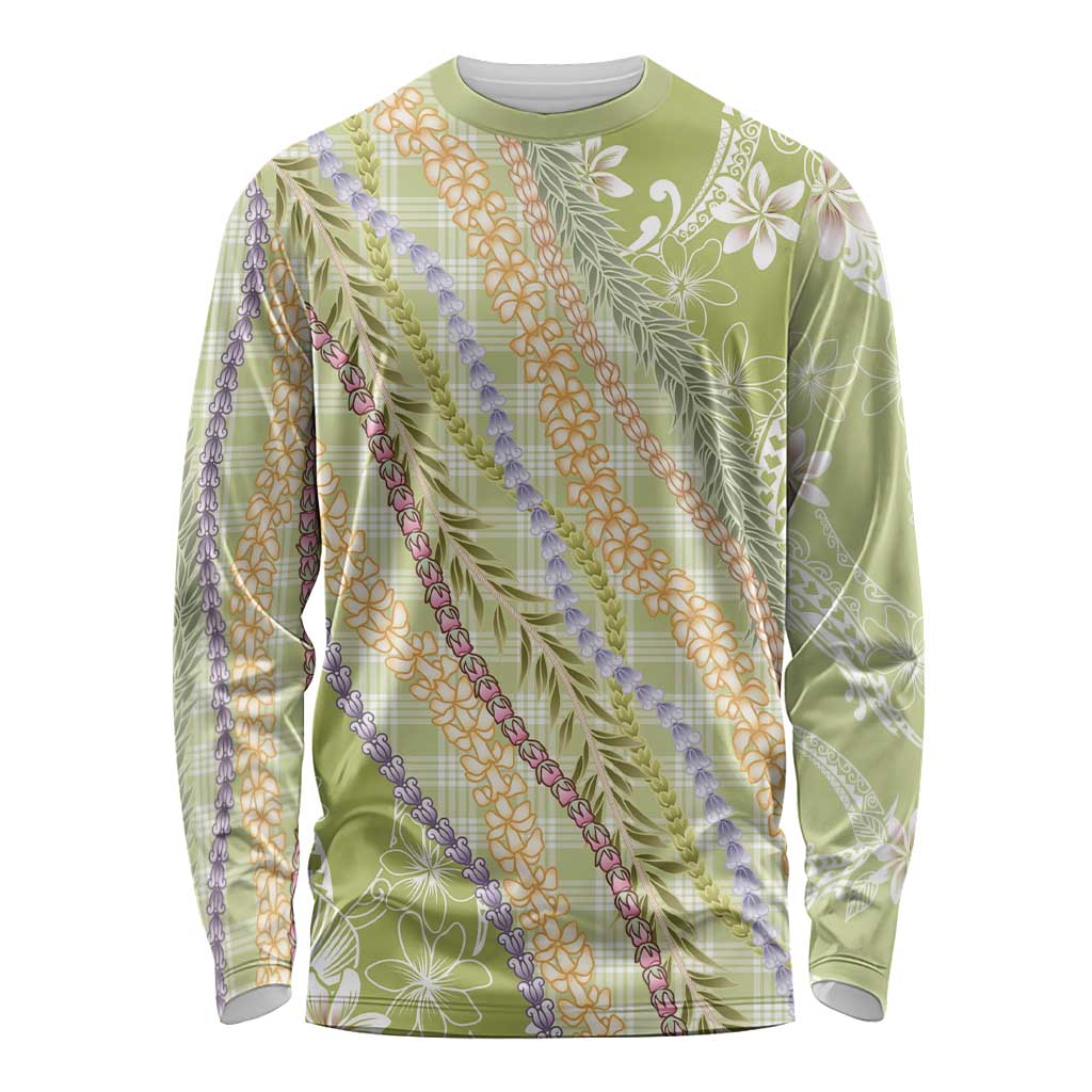 Green Palaka Hawaii Leis Long Sleeve Shirt Hawaiian-plaid Elegant Tropical Vibes LT14 Unisex Green - Polynesian Pride
