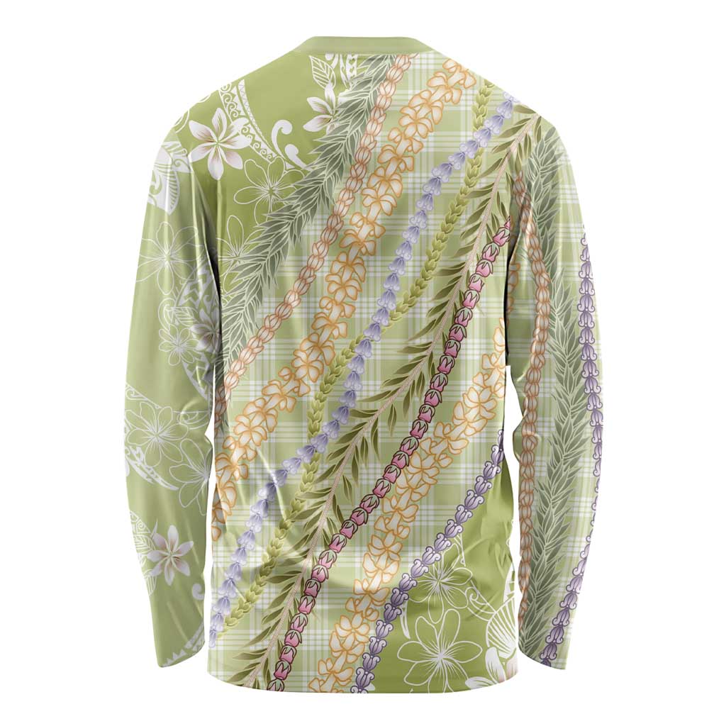 Green Palaka Hawaii Leis Long Sleeve Shirt Hawaiian-plaid Elegant Tropical Vibes LT14 - Polynesian Pride