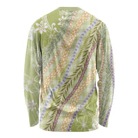 Green Palaka Hawaii Leis Long Sleeve Shirt Hawaiian-plaid Elegant Tropical Vibes LT14 - Polynesian Pride