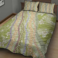 Green Palaka Hawaii Leis Quilt Bed Set Hawaiian-plaid Elegant Tropical Vibes LT14 - Polynesian Pride