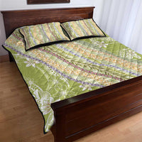 Green Palaka Hawaii Leis Quilt Bed Set Hawaiian-plaid Elegant Tropical Vibes LT14 - Polynesian Pride