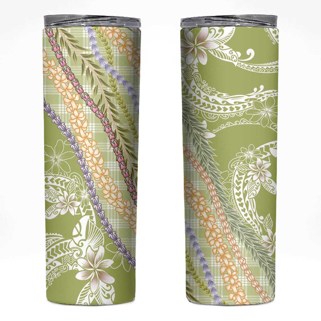Green Palaka Hawaii Leis Skinny Tumbler Hawaiian-plaid Elegant Tropical Vibes LT14 Green - Polynesian Pride