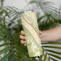 Green Palaka Hawaii Leis Skinny Tumbler Hawaiian-plaid Elegant Tropical Vibes LT14 - Polynesian Pride