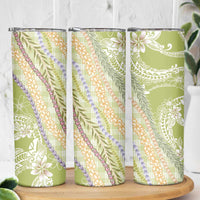 Green Palaka Hawaii Leis Skinny Tumbler Hawaiian-plaid Elegant Tropical Vibes LT14 - Polynesian Pride