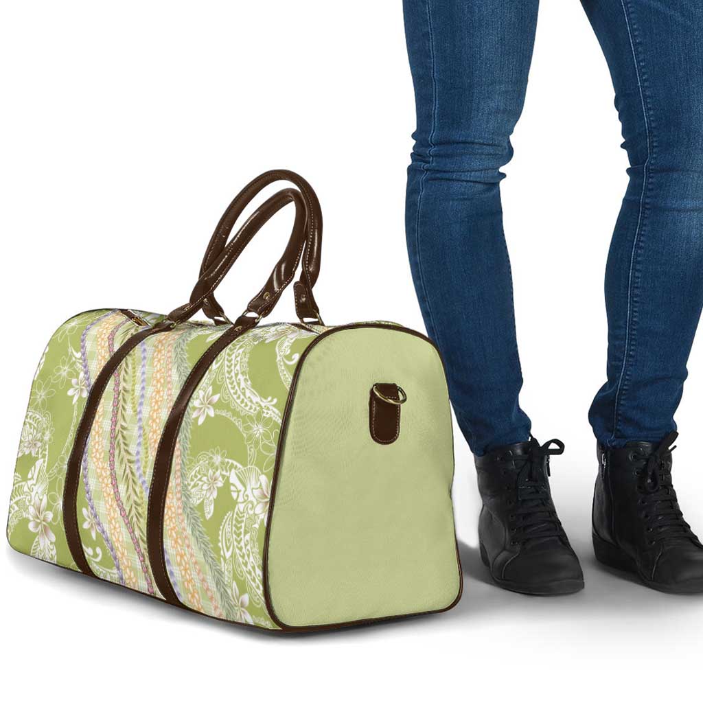 Green Palaka Hawaii Leis Travel Bag Hawaiian-plaid Elegant Tropical Vibes - Polynesian Pride
