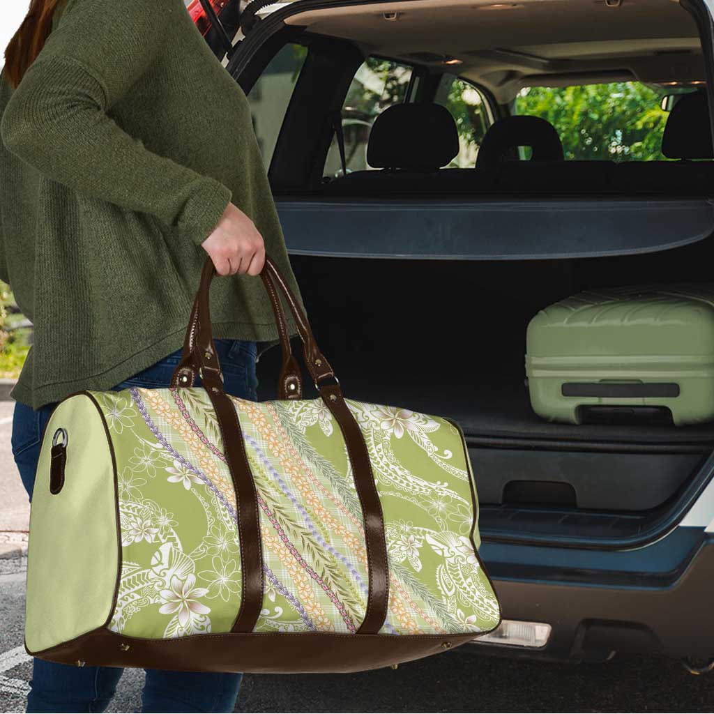Green Palaka Hawaii Leis Travel Bag Hawaiian-plaid Elegant Tropical Vibes - Polynesian Pride