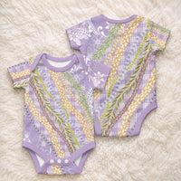 Purple Palaka Hawaii Leis Baby Onesie Hawaiian-plaid Elegant Tropical Vibes