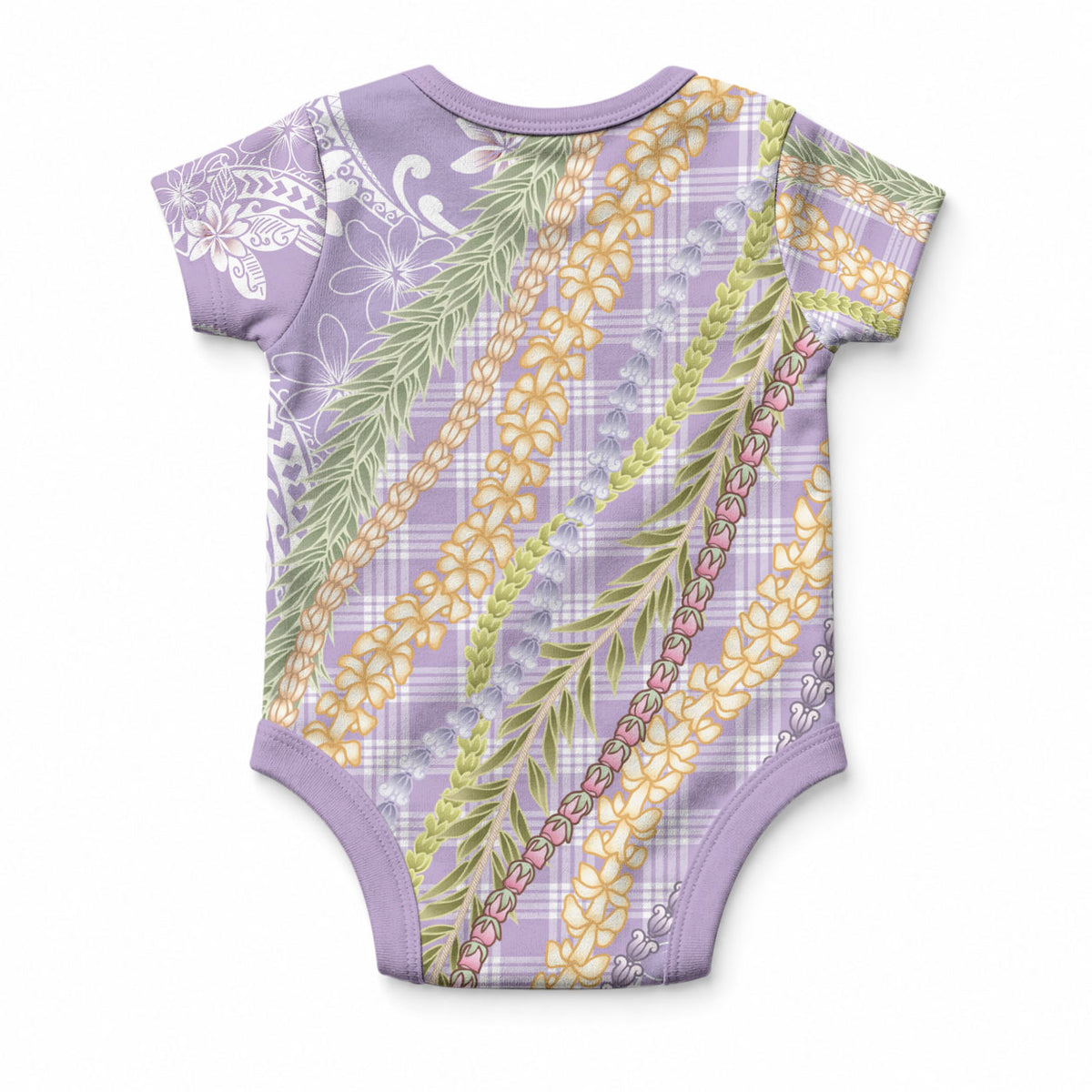 Purple Palaka Hawaii Leis Baby Onesie Hawaiian-plaid Elegant Tropical Vibes