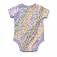 Purple Palaka Hawaii Leis Baby Onesie Hawaiian-plaid Elegant Tropical Vibes