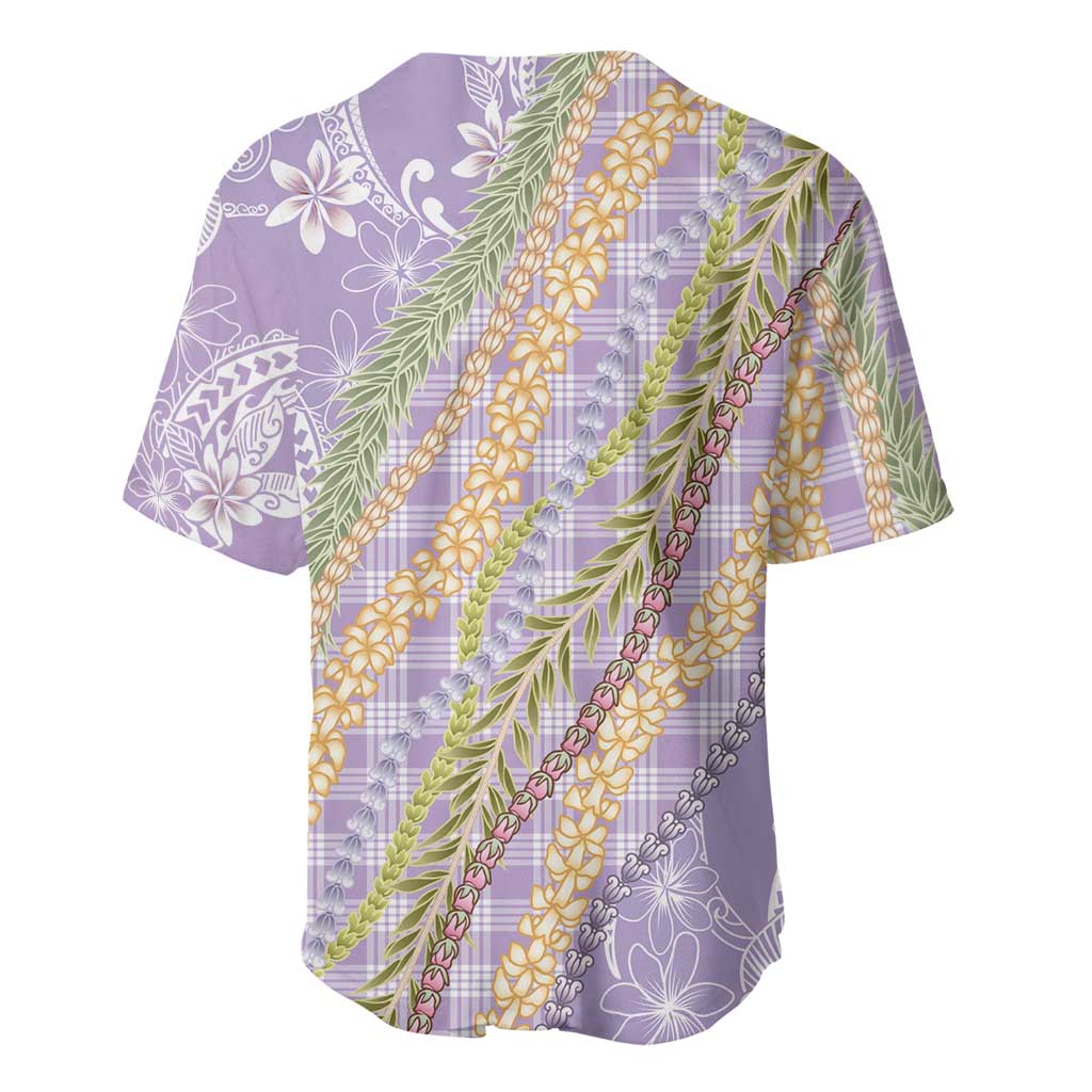 Purple Palaka Hawaii Leis Baseball Jersey Hawaiian-plaid Elegant Tropical Vibes - Polynesian Pride