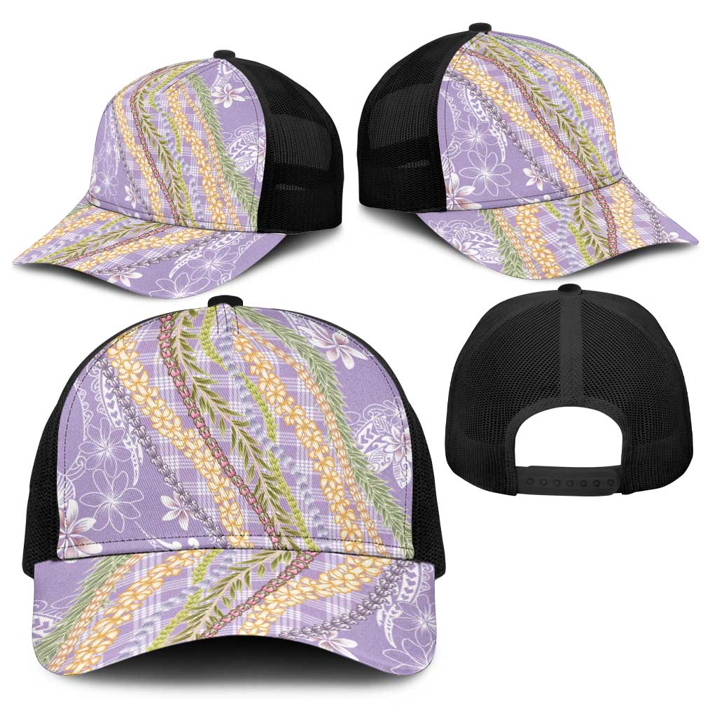 Purple Palaka Hawaii Leis Baseball Net Cap Hawaiian-plaid Elegant Tropical Vibes - Polynesian Pride