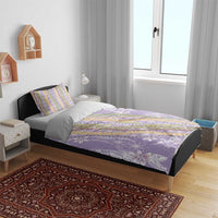 Purple Palaka Hawaii Leis Bedding Set Hawaiian-plaid Elegant Tropical Vibes - Polynesian Pride