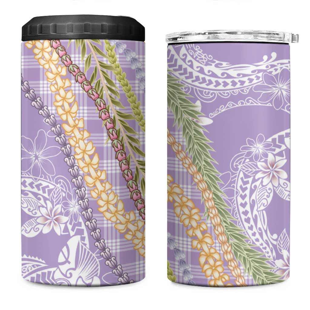 Purple Palaka Hawaii Leis 4 in 1 Can Cooler Tumbler Hawaiian-plaid Elegant Tropical Vibes LT14 One Size: 16 oz Purple - Polynesian Pride