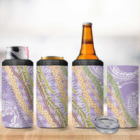 Purple Palaka Hawaii Leis 4 in 1 Can Cooler Tumbler Hawaiian-plaid Elegant Tropical Vibes LT14 - Polynesian Pride