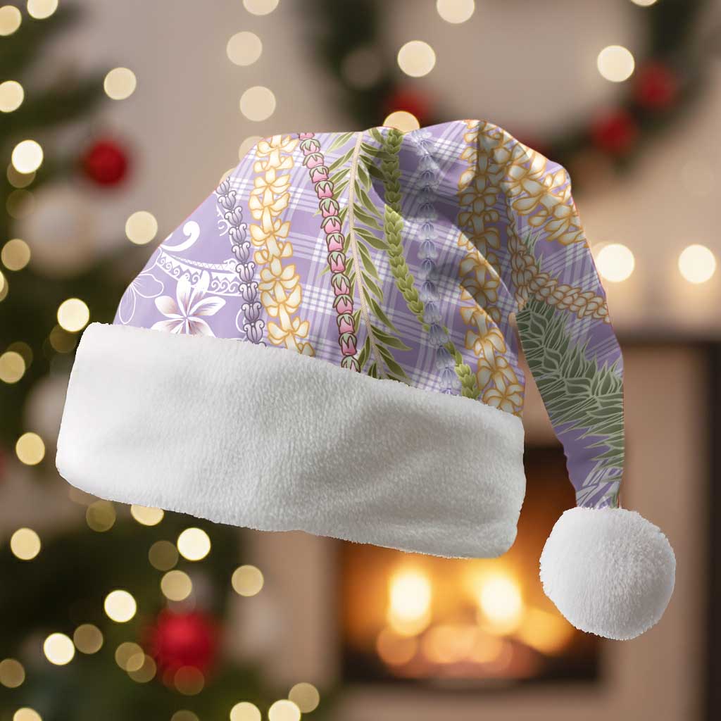 Purple Palaka Hawaii Leis Christmas Santa Hat Hawaiian-plaid Elegant Tropical Vibes - Polynesian Pride