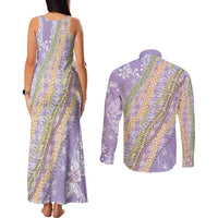 Purple Palaka Hawaii Leis Couples Matching Tank Maxi Dress and Long Sleeve Button Shirt Hawaiian-plaid Elegant Tropical Vibes LT14 - Polynesian Pride