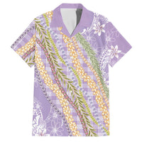 Purple Palaka Hawaii Leis Family Matching Off Shoulder Maxi Dress and Hawaiian Shirt Hawaiian-plaid Elegant Tropical Vibes LT14 Dad's Shirt - Short Sleeve Purple - Polynesian Pride