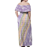 Purple Palaka Hawaii Leis Family Matching Off Shoulder Maxi Dress and Hawaiian Shirt Hawaiian-plaid Elegant Tropical Vibes LT14 - Polynesian Pride