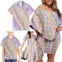Purple Palaka Hawaii Leis Family Matching Off Shoulder Short Dress and Hawaiian Shirt Hawaiian-plaid Elegant Tropical Vibes LT14 - Polynesian Pride