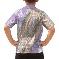 Purple Palaka Hawaii Leis Family Matching Puletasi and Hawaiian Shirt Hawaiian-plaid Elegant Tropical Vibes LT14 - Polynesian Pride