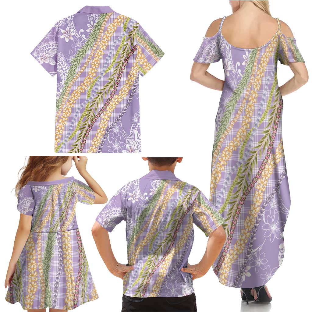 Purple Palaka Hawaii Leis Family Matching Summer Maxi Dress and Hawaiian Shirt Hawaiian-plaid Elegant Tropical Vibes LT14 - Polynesian Pride