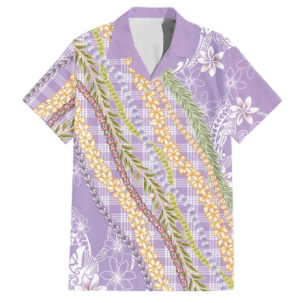 Purple Palaka Hawaii Leis Family Matching Summer Maxi Dress and Hawaiian Shirt Hawaiian-plaid Elegant Tropical Vibes LT14 Dad's Shirt - Short Sleeve Purple - Polynesian Pride