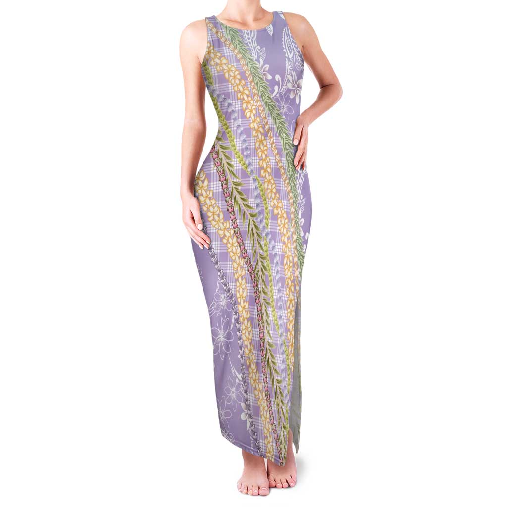 Purple Palaka Hawaii Leis Family Matching Tank Maxi Dress and Hawaiian Shirt Hawaiian-plaid Elegant Tropical Vibes LT14 Mom's Dress Purple - Polynesian Pride