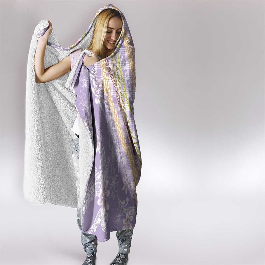 Purple Palaka Hawaii Leis Hooded Blanket Hawaiian-plaid Elegant Tropical Vibes - Polynesian Pride