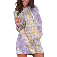 Purple Palaka Hawaii Leis Hoodie Dress Hawaiian-plaid Elegant Tropical Vibes LT14 Purple - Polynesian Pride