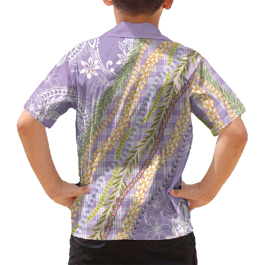 Purple Palaka Hawaii Leis Kid Hawaiian Shirt Hawaiian-plaid Elegant Tropical Vibes - Polynesian Pride