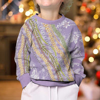 Purple Palaka Hawaii Leis Kid Ugly Christmas Sweater Hawaiian-plaid Elegant Tropical Vibes - Polynesian Pride