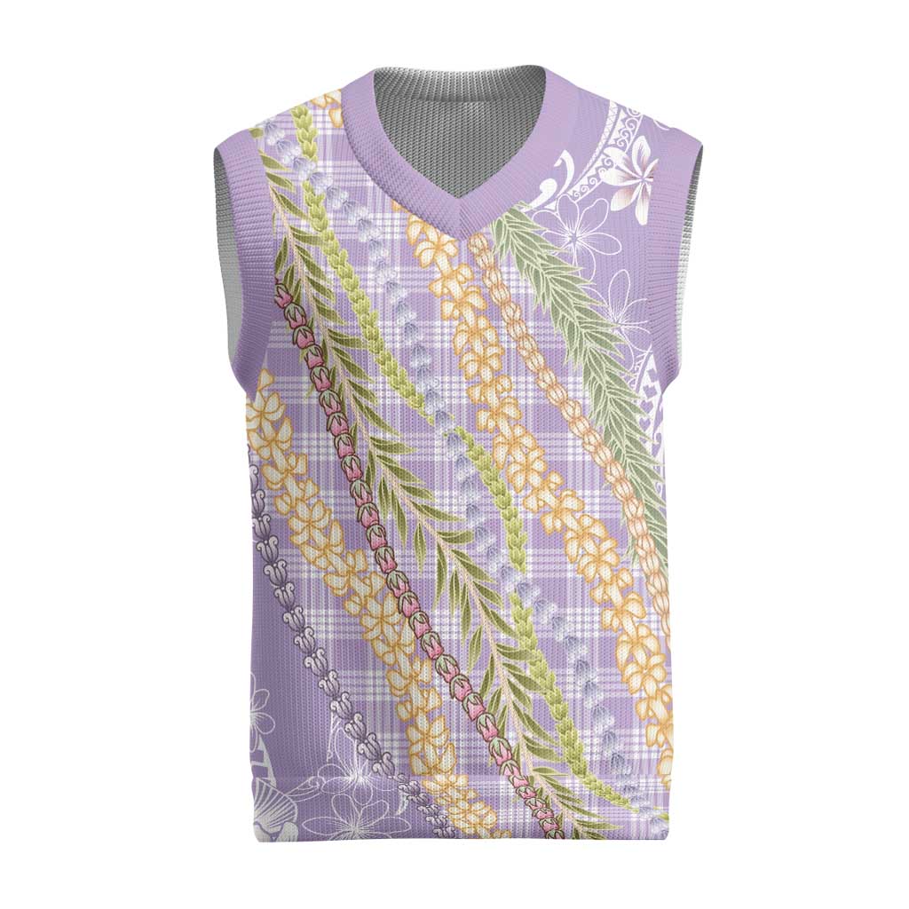 Purple Palaka Hawaii Leis Christmas Knitted V-Neck Vest Hawaiian-plaid Elegant Tropical Vibes LT14 Purple - Polynesian Pride