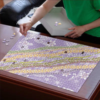 Purple Palaka Hawaii Leis Puzzle Hawaiian-plaid Elegant Tropical Vibes - Polynesian Pride