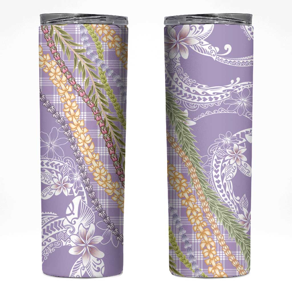 Purple Palaka Hawaii Leis Skinny Tumbler Hawaiian-plaid Elegant Tropical Vibes LT14 Purple - Polynesian Pride