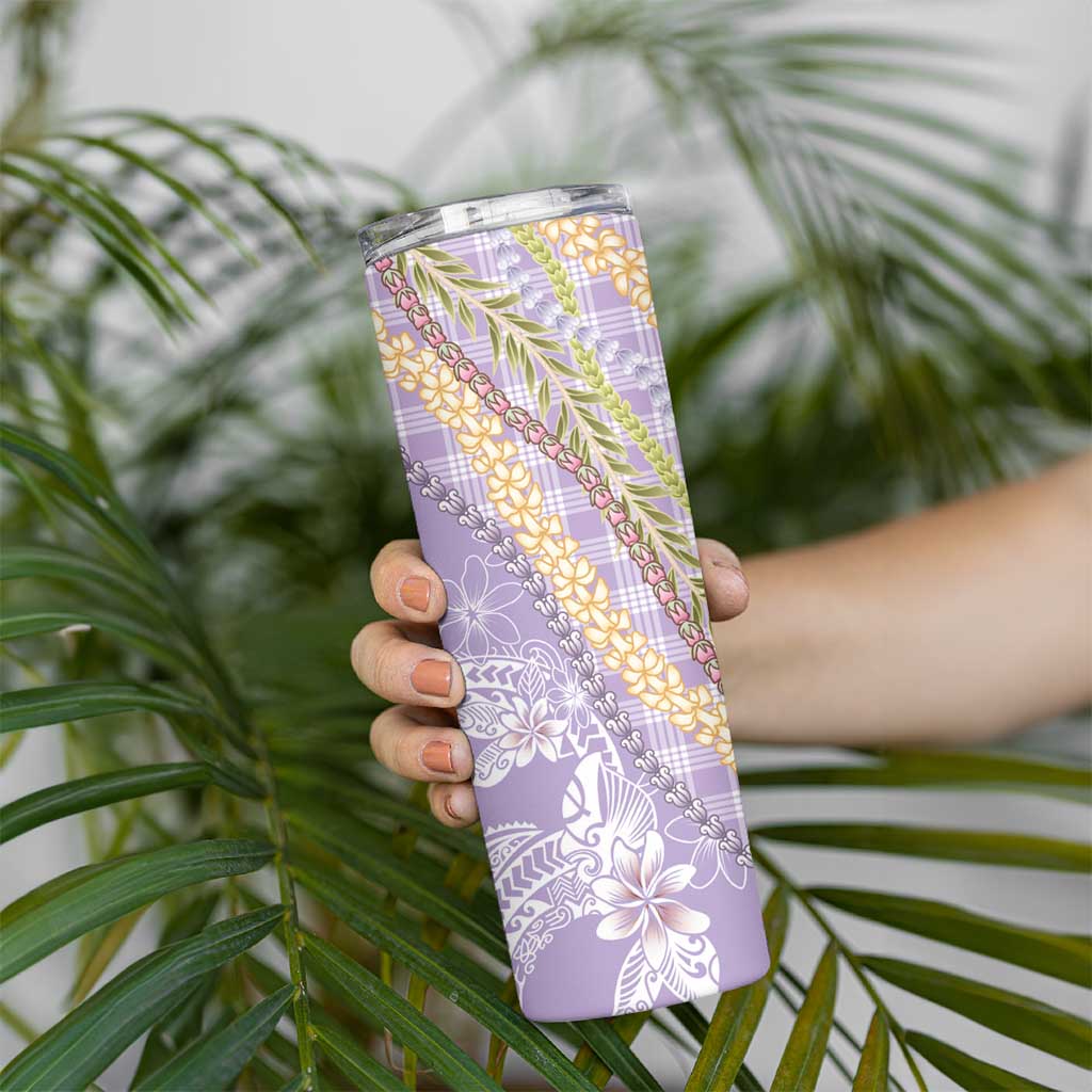 Purple Palaka Hawaii Leis Skinny Tumbler Hawaiian-plaid Elegant Tropical Vibes LT14 - Polynesian Pride