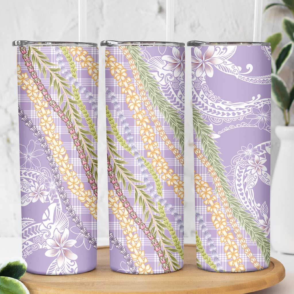 Purple Palaka Hawaii Leis Skinny Tumbler Hawaiian-plaid Elegant Tropical Vibes LT14 - Polynesian Pride