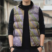 Purple Palaka Hawaii Leis Sleeveless Puffer Jacket Hawaiian-plaid Elegant Tropical Vibes - Polynesian Pride