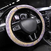 Purple Palaka Hawaii Leis Steering Wheel Cover Hawaiian-plaid Elegant Tropical Vibes LT14 Universal Fit Purple - Polynesian Pride