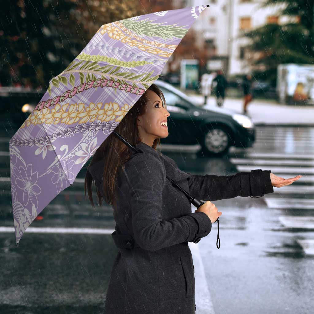 Purple Palaka Hawaii Leis Umbrella Hawaiian-plaid Elegant Tropical Vibes - Polynesian Pride