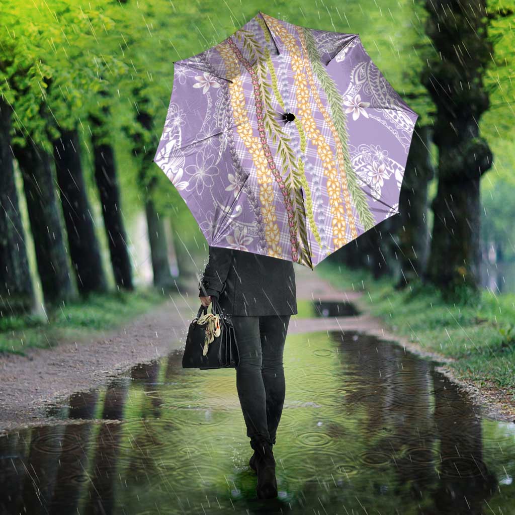 Purple Palaka Hawaii Leis Umbrella Hawaiian-plaid Elegant Tropical Vibes - Polynesian Pride