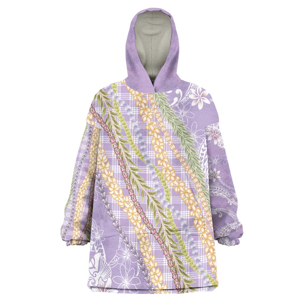 Purple Palaka Hawaii Leis Wearable Blanket Hoodie Hawaiian-plaid Elegant Tropical Vibes LT14 One Size Purple - Polynesian Pride