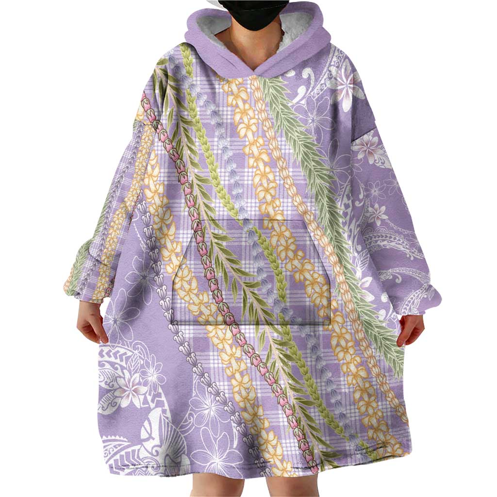 Purple Palaka Hawaii Leis Wearable Blanket Hoodie Hawaiian-plaid Elegant Tropical Vibes LT14 - Polynesian Pride
