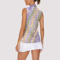 Purple Palaka Hawaii Leis Women Sleeveless Polo Shirt Hawaiian-plaid Elegant Tropical Vibes LT14 - Polynesian Pride