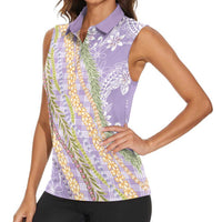 Purple Palaka Hawaii Leis Women Sleeveless Polo Shirt Hawaiian-plaid Elegant Tropical Vibes LT14 - Polynesian Pride