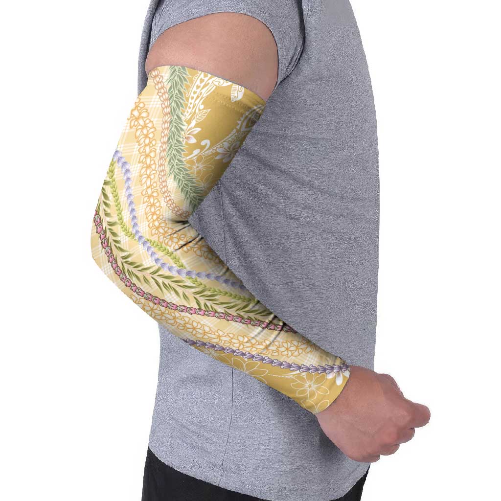 Yellow Palaka Hawaii Leis Arm Sleeves Hawaiian-plaid Elegant Tropical Vibes - Polynesian Pride