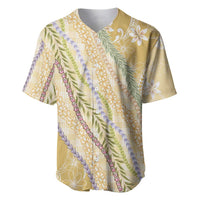 Yellow Palaka Hawaii Leis Baseball Jersey Hawaiian-plaid Elegant Tropical Vibes LT14 Yellow - Polynesian Pride