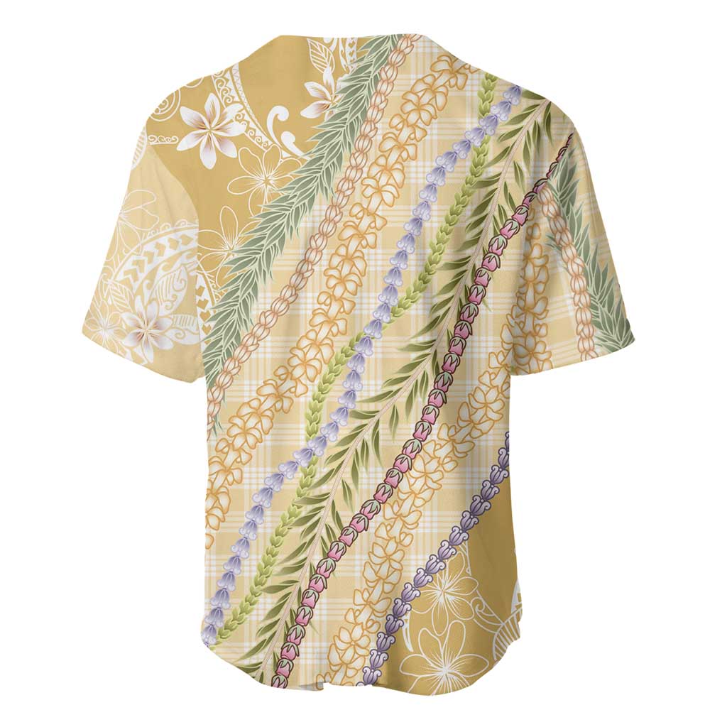 Yellow Palaka Hawaii Leis Baseball Jersey Hawaiian-plaid Elegant Tropical Vibes LT14 - Polynesian Pride