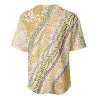 Yellow Palaka Hawaii Leis Baseball Jersey Hawaiian-plaid Elegant Tropical Vibes LT14 - Polynesian Pride