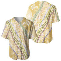Yellow Palaka Hawaii Leis Baseball Jersey Hawaiian-plaid Elegant Tropical Vibes LT14 - Polynesian Pride