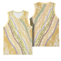 Yellow Palaka Hawaii Leis Basketball Jersey Hawaiian-plaid Elegant Tropical Vibes LT14 - Polynesian Pride